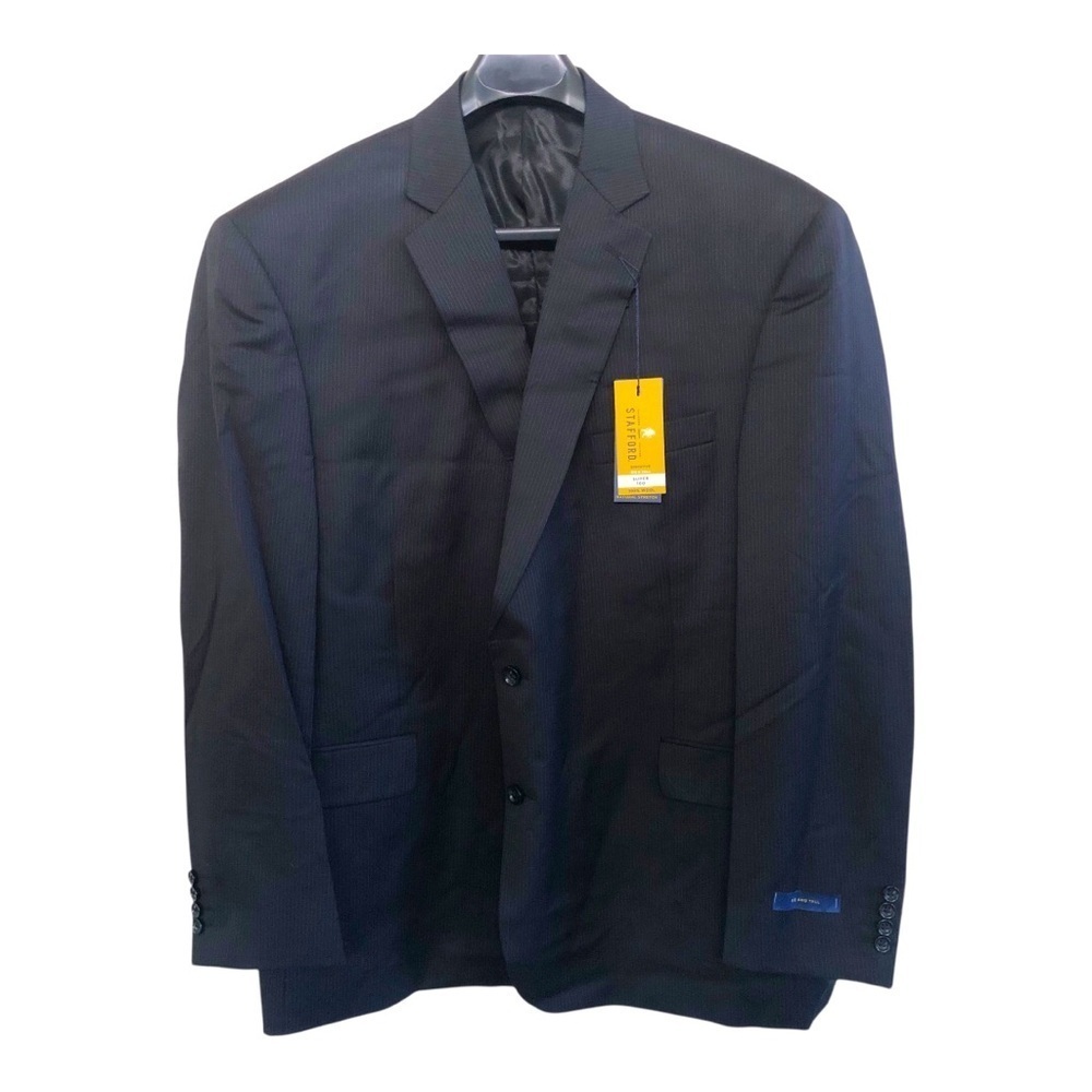 Stafford® Executive Super 100 Wool Classic Black Blazer Suit Jacket 54 B&T BLong